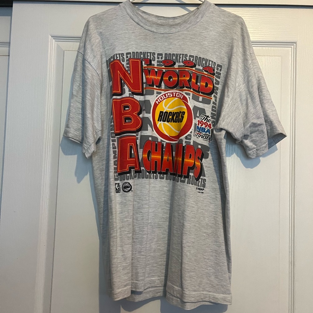 1994 NBA Finals Houston Rockets World Champs Vintage Basketball Shirt Sz Large